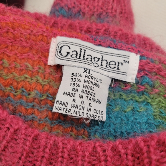 Vintage Fall Sweater By Gallagher • Mohair • Colorful • Cropped • Size XL - Picture 5 of 5